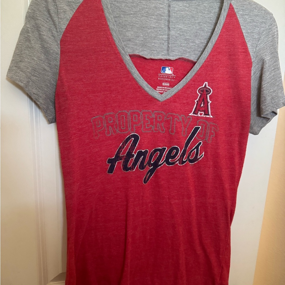 Genuine Merchandise Red and Gray V-Neck Tee